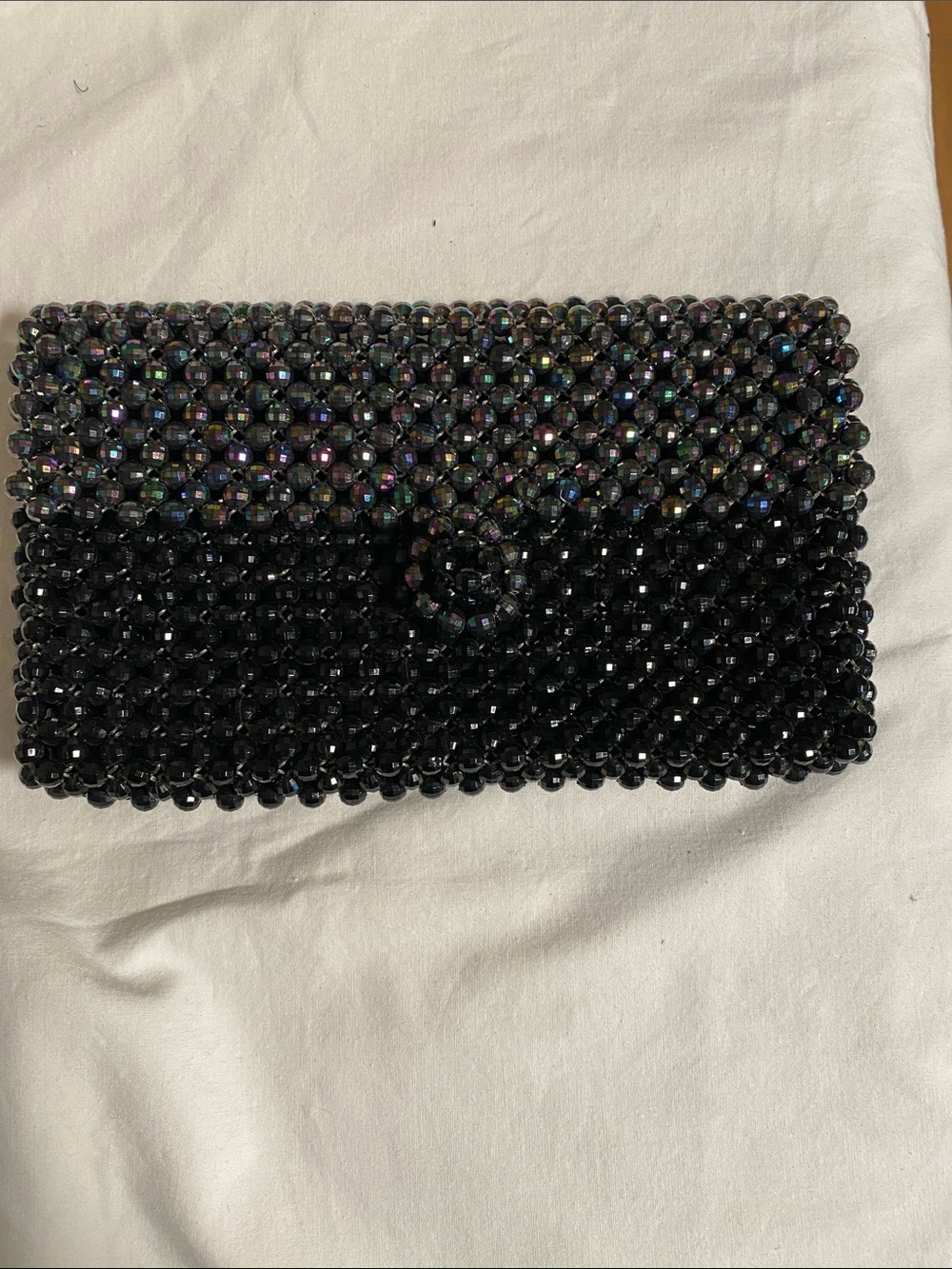 Beaded Blue Black iridescent Evening Clutch NWOT